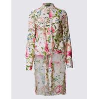 M&S Collection Floral Print Tie Front Long Sleeve Shirt