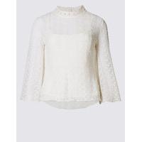 M&S Collection Cotton Blend Double Layered Lace Blouse