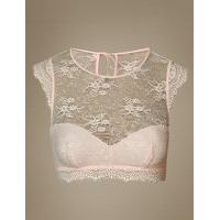 M&S Collection Eyelash Lace High Neck Non-Padded Bralet