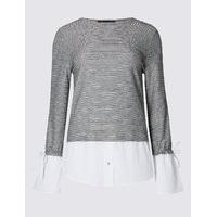 M&S Collection Pure Cotton Double Layer Flare Cuff T-Shirt