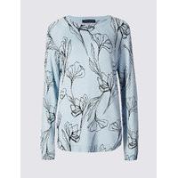 M&S Collection Abstract Flower Print Round Neck Jumper