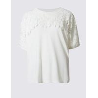 ms collection lace round neck short sleeve jumper