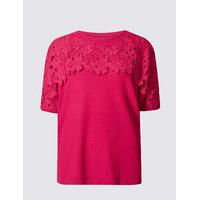 M&S Collection Lace Round Neck Short Sleeve Jumper