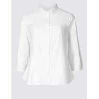 M&S Collection Cotton Rich 3/4 Sleeve Shirt