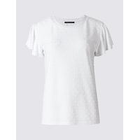 M&S Collection Spotty Frill Short Sleeve T-Shirt