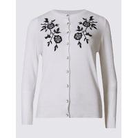 M&S Collection Embroidered Round Neck Cardigan