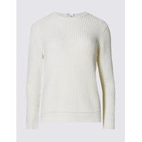 M&S Collection Pure Cotton Ribbed Tie Back Jumper