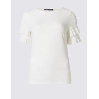 M&S Collection Round Neck Tiered Sleeve T-Shirt