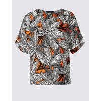 M&S Collection PLUS Leaf Print Short Sleeve Shell Top