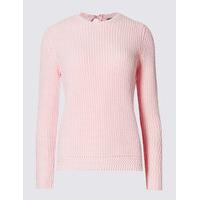 M&S Collection Pure Cotton Ribbed Tie Back Jumper