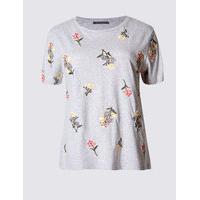 M&S Collection Pure Cotton Embroidered T-Shirt