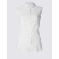 M&S Collection Cotton Rich Sleeveless Shirt