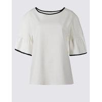 M&S Collection Cotton Rich Flared Sleeve T-Shirt