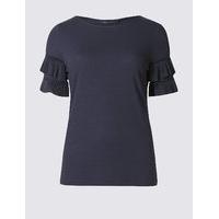 ms collection round neck tiered sleeve t shirt