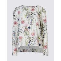 ms collection floral print long sleeve sweatshirt