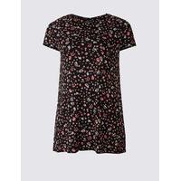 M&S Collection PLUS Ditsy Floral Print Short Sleeve Tunic