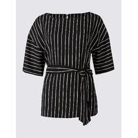 M&S Collection Striped Half Sleeve Kimono Shell Top