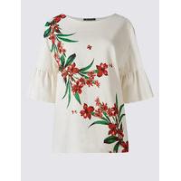 M&S Collection Cotton Rich Flared Sleeve T-Shirt