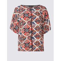M&S Collection Geometric Print Short Sleeve Shell Top