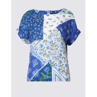 ms collection patchwork short sleeve shell top