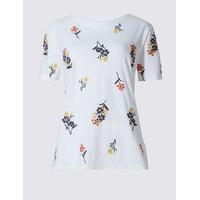 M&S Collection Pure Cotton Embroidered T-Shirt