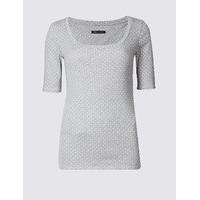 M&S Collection Pure Cotton Spotted Half Sleeve T-Shirt