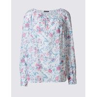 M&S Collection Pure Cotton Printed Placket Blouse