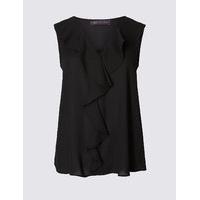 M&S Collection Frill Detail V-Neck Sleeveless Shell Top
