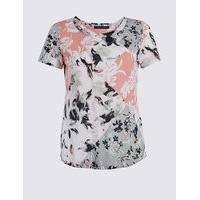 M&S Collection Floral Print Short Sleeve T-Shirt