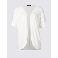 M&S Collection PLUS Floral Trim Half Sleeve Cardigan