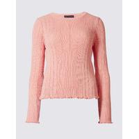 M&S Collection Pure Cotton Vertical Pointelle Jumper