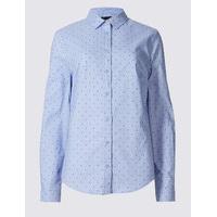 M&S Collection Cotton Rich Star Print Long Sleeve Shirt