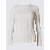 M&S Collection Pure Cotton Vertical Pointelle Jumper