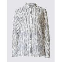 M&S Collection Cotton & Silk Blend Striped Shirt