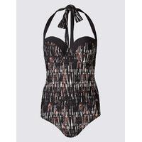 M&S Collection Secret Slimming Shard Print Push Up Swimsuit