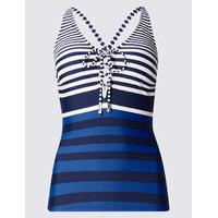 M&S Collection Lace-up Striped Tankini Top