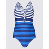 M&S Collection Secret Slimming Striped Lace-up Swimsuit