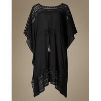 M&S Collection Pure Modal Crochet Lace Short Sleeve Kaftan