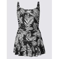 M&S Collection Secret Slimming Palm Print Skirted Swimsuit