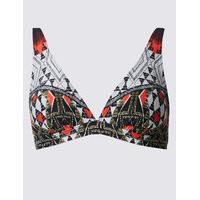 ms collection printed triangle bikini top