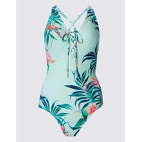 M&S Collection Secret Slimming Printed Lace-up Swimsuit