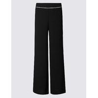 ms collection petite contrast piping wide leg trousers