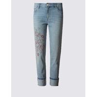 M&S Collection Floral Print Mid Rise Slim Leg Jeans