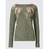 M&S Collection Pure Cotton Embroidered Knit Jumper