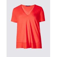 ms collection lace neckline short sleeve jersey top