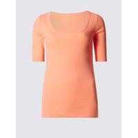 M&S Collection Pure Cotton Scoop Neck Half Sleeve T-Shirt