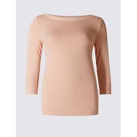 M&S Collection Slash Neck 3/4 Sleeve T-Shirt