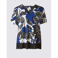 M&S Collection Floral Print Double Layered T-Shirt