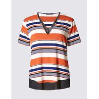 M&S Collection Striped Double Layered Short Sleeve T-Shirt