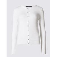 M&S Collection Ribbed Hem Round Neck Cardigan